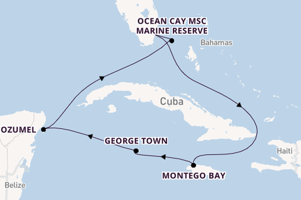 Western Caribbean from Miami, Florida, USA with the MSC Seascape