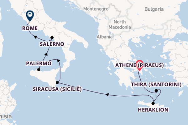 Middellandse Zee vanaf Athene (Piraeus), Griekenland met de Silver Muse