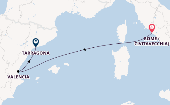Western Mediterranean from Rome (Civitavecchia), Italy with the MSC Sinfonia