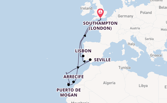 Canary Islands from Southampton, England with the Ventura