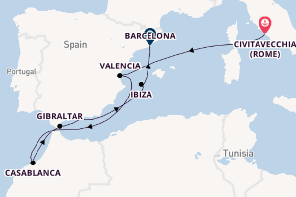 Westelijke Middellandse Zee vanaf Civitavecchia (Rome), Italië met de EXPLORA II