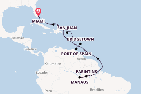 Amazonas ab Miami auf der Seven Seas Mariner