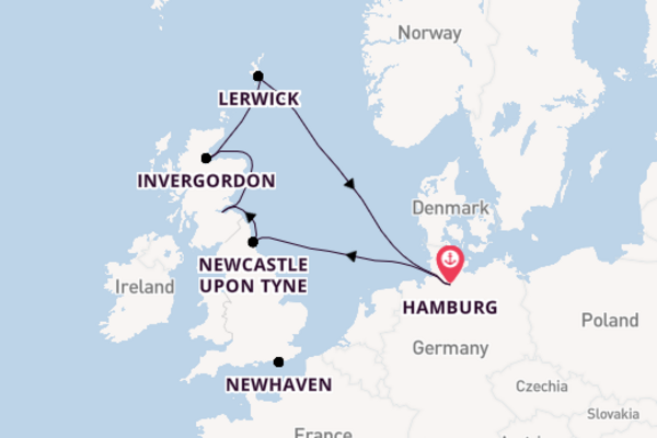 Verenigd Koninkrijk vanaf Hamburg, Duitsland met de Costa Favolosa