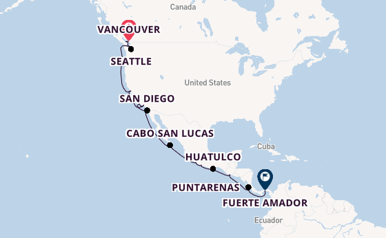 Amerikaanse Westkust vanaf Vancouver, Canada met de Artania
