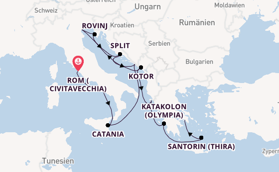 Mittelmeer ab Civitavecchia (Rom), Italien auf der Seven Seas Grandeur