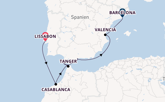 Westliches Mittelmeer ab Lissabon, Portugal auf der Silver Spirit