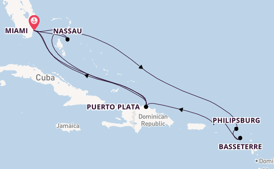 Caribbean vanaf Miami, Verenigde Staten met de MSC Seashore