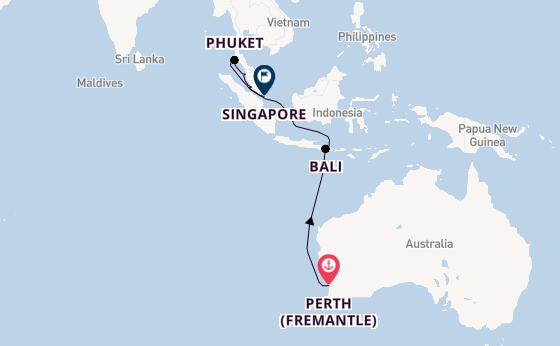 South East Asia from Perth (Fremantle), Australia with the Sapphire Princess