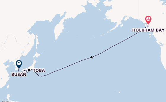 Transpazifik ab Holkham Bay, Tokyo auf der Le Jacques Cartier