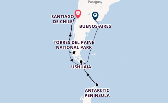 South America from Santiago de Chile, Chile with the Scenic Eclipse II