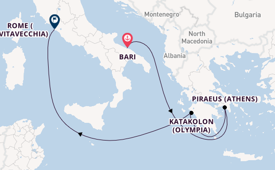 Mediterranean from Bari, Italy with the MSC Sinfonia