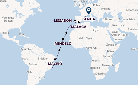 Transatlantik ab Rio de Janeiro, Brasilien auf der MSC Seaview