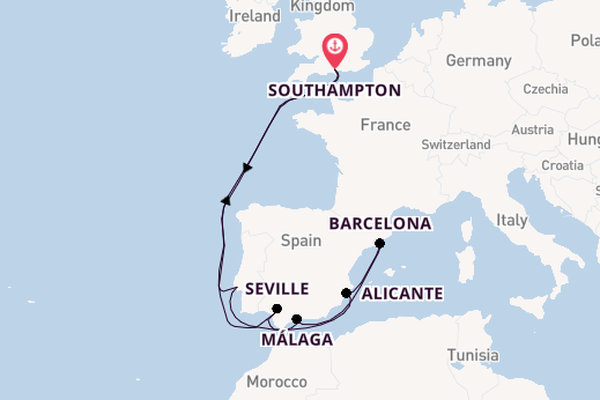Western Mediterranean from Southampton, England with the Queen Victoria