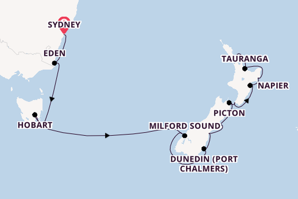 New Zealand from Sydney, Australia with the Azamara Pursuit