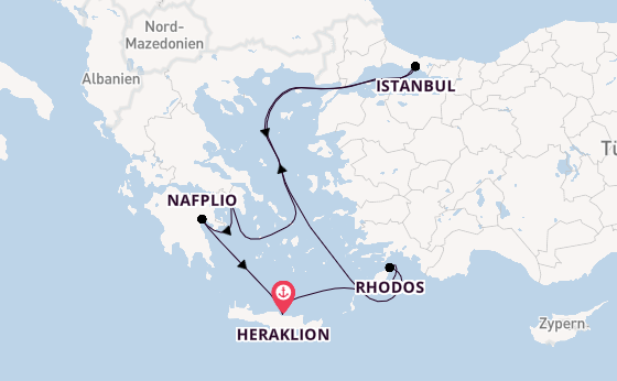 Östliches Mittelmeer ab Heraklion, Griechenland auf der Mein Schiff 5