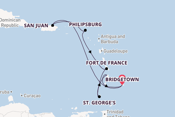 Caribbean from Bridgetown, Barbados with the Crown Princess