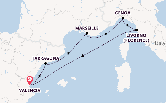 Western Mediterranean from Valencia, Spain with the MSC Sinfonia