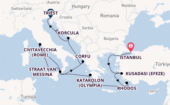 Middellandse Zee vanaf Istanbul, Turkije met de Queen Elizabeth