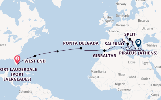 Transatlantic from Fort Lauderdale (Port Everglades), Florida with the Enchanted Princess