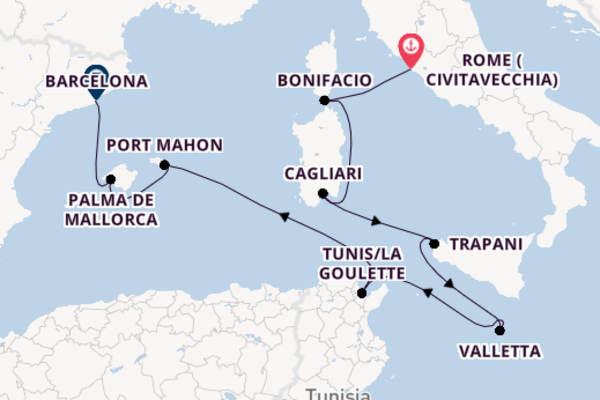 Western Mediterranean from Rome (Civitavecchia), Italy with the Seabourn Sojourn