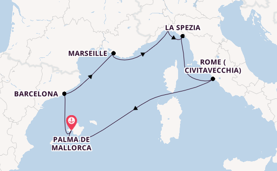 Western Mediterranean from Palma de Mallorca, Spain with the MSC Grandiosa