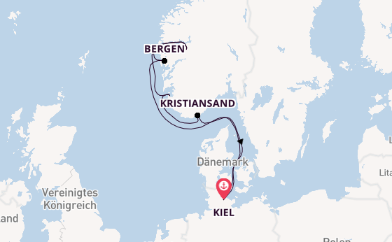 Norwegen ab Kiel auf AIDAprima