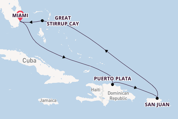Caribbean from Miami, Florida, USA with the Norwegian Aqua