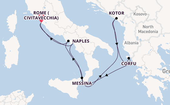 Mediterranean Sea from Rome (Civitavecchia), Italy with the Enchanted Princess