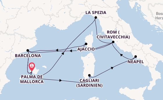 Westliches Mittelmeer ab Palma de Mallorca, Spanien auf AIDAcosma