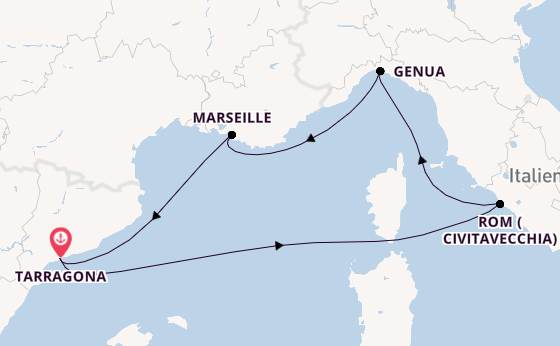 Westliches Mittelmeer ab Tarragona, Spanien auf der MSC Magnifica