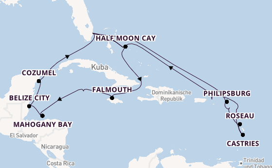 Karibik ab Fort Lauderdale (Port Everglades), USA auf der Rotterdam