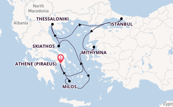 Oostelijke Middellandse Zee vanaf Athene (Piraeus), Griekenland met de EXPLORA I