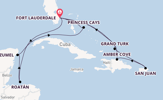 Caribbean vanaf Fort Lauderdale, Verenigde Staten met de Sun Princess