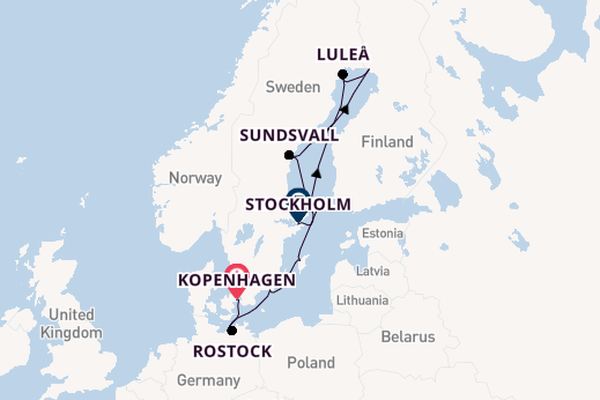 Oostzee vanaf Kopenhagen, Denemarken met de Sirena