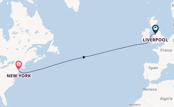 Transatlantic from New York, USA with the Queen Mary 2