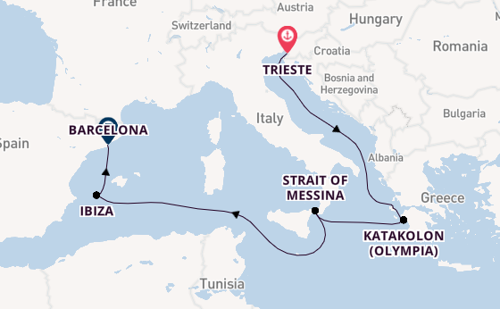 Mediterranean from Trieste, Italy with the Queen Elizabeth