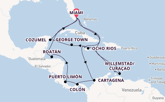 Caribbean from Miami, Florida, USA with the MSC Poesia