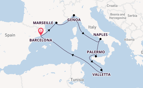 Western Mediterranean from Barcelona, Spain with the MSC Seashore