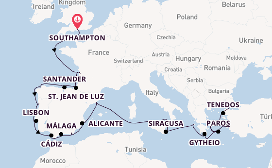 Mediterranean from Southampton, England with the Sirena