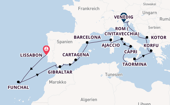 Mittelmeer ab Lissabon, Portugal auf der Nautica