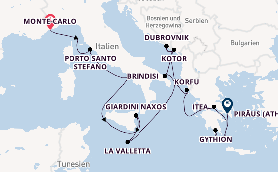 Mittelmeer ab Monte-Carlo, Monaco auf der Seabourn Ovation