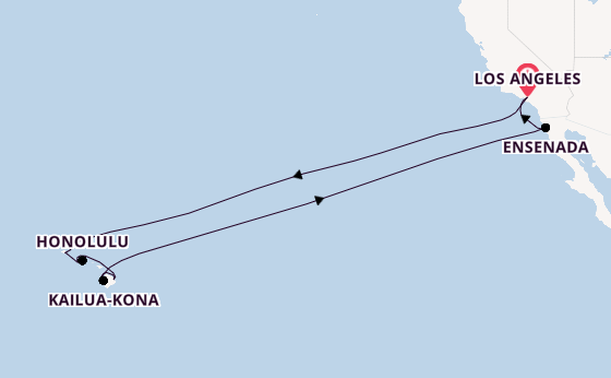 Polynesië vanaf Los Angeles, Verenigde Staten met de Crown Princess