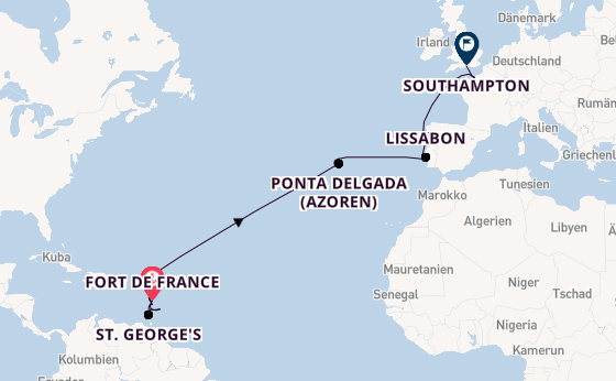 Karibik ab Fort de France, Martinique auf der MSC Meraviglia