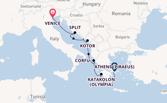 Eastern Mediterranean from Venice, Italy with the Viking Sky