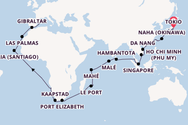 Oost-Azië vanaf Tokio met AIDAstella