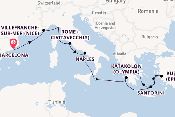 Mediterranean Sea from Barcelona, Spain with the Celebrity Eclipse