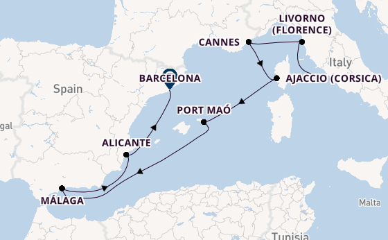 Westelijke Middellandse Zee vanaf Civitavecchia (Rome), Italië met de EXPLORA II