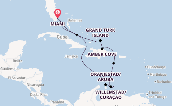 Caribbean from Miami, Florida, USA with the Carnival Conquest