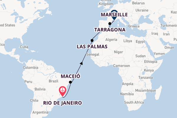 Transatlantic from Rio de Janeiro, Brazil with the MSC Musica