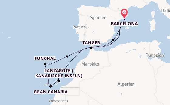 Kanarische Inseln ab Barcelona, Spanien auf der Celebrity Infinity